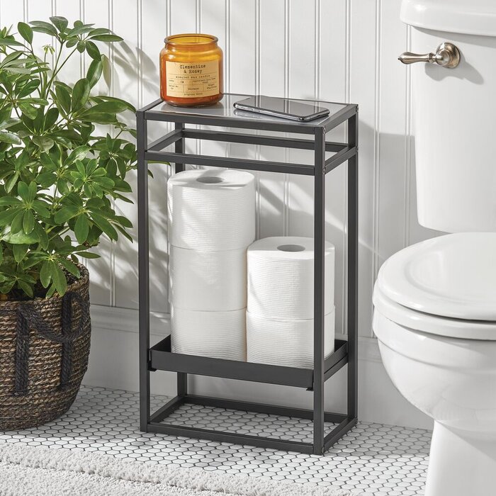 MDesign Free Standing Toilet Paper Holder Reviews Wayfair   Free Standing Toilet Paper Holder 